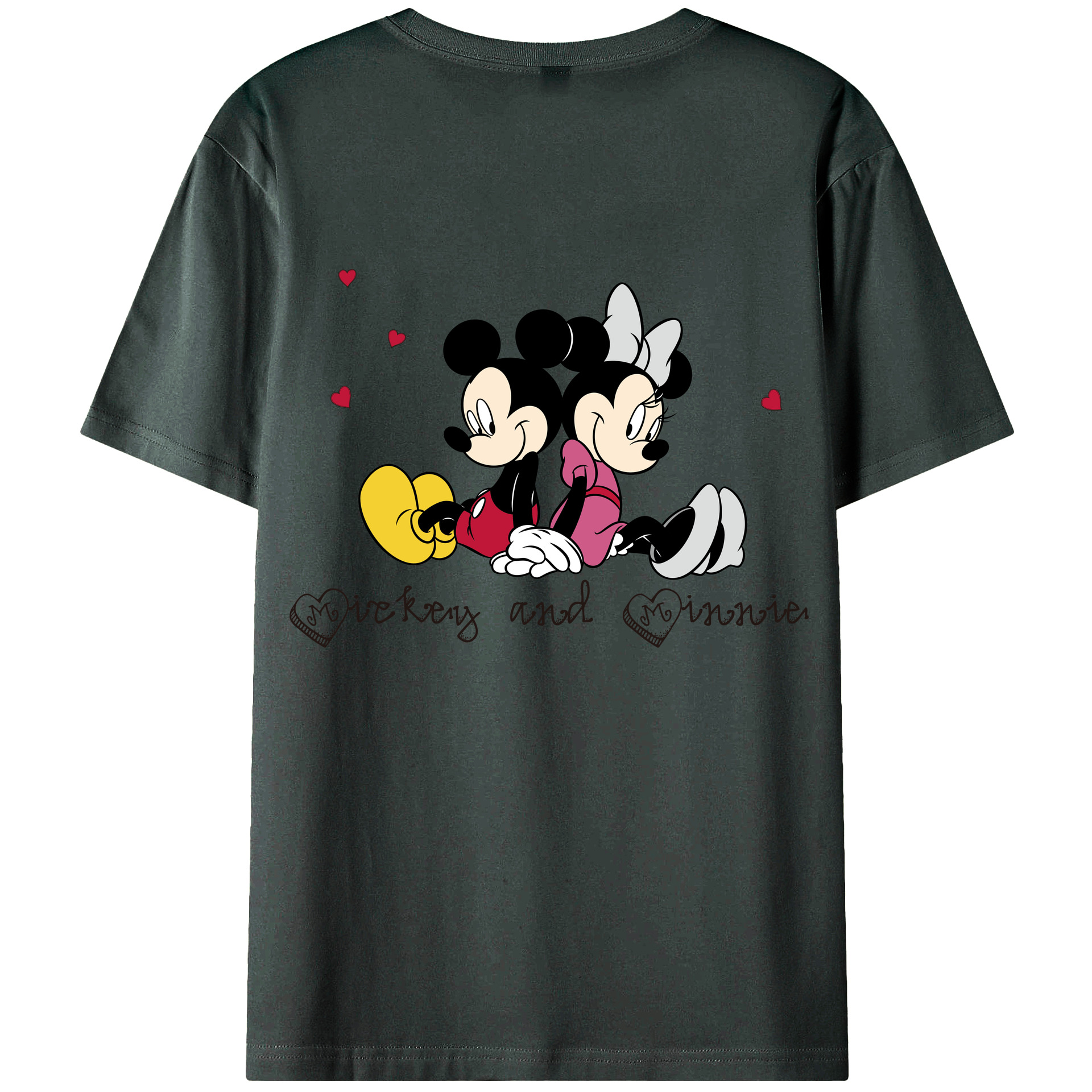 ミッキーマウス Mickey Mouse 綿100％ メンズ半袖Tシャツ（バックプリント） 通気性